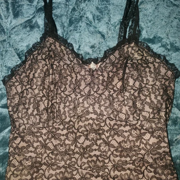 Antique/Vintage Black Lace Slip/Dress with Lavender Underslip - Picture 1 of 7